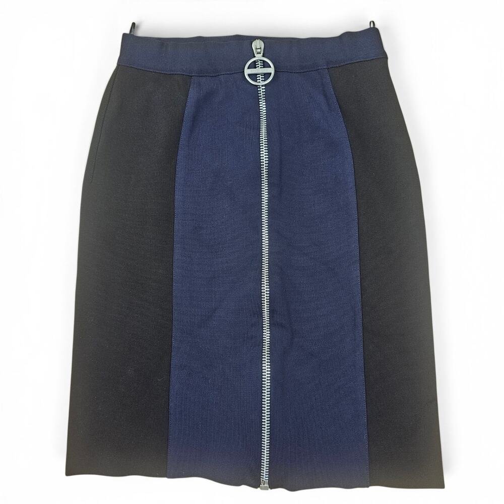 GIVENCHY Paris Skirt Womens S Designer Italy Colorblock Zip Front Minimalist Lux